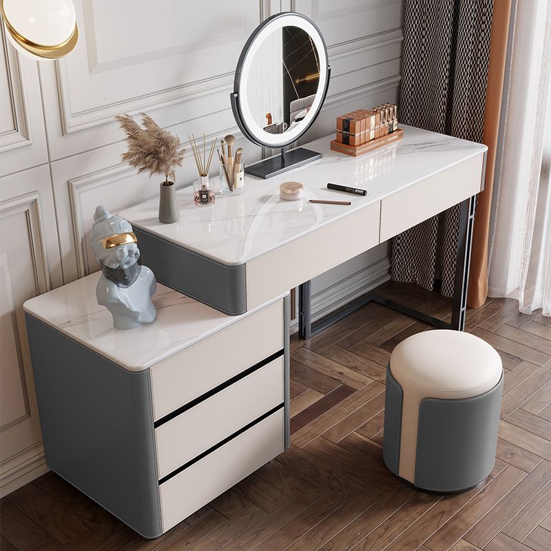 Contemporary Pine Makeup Vanity Desk with Drawers Vanity Makeup Table Set