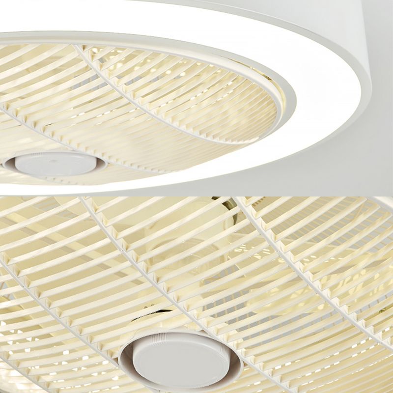 Moderne minimalistische LED -Makkaron Deckenventilator Leichter Eisenkreisendeckenleuchte mit Acrylschatten