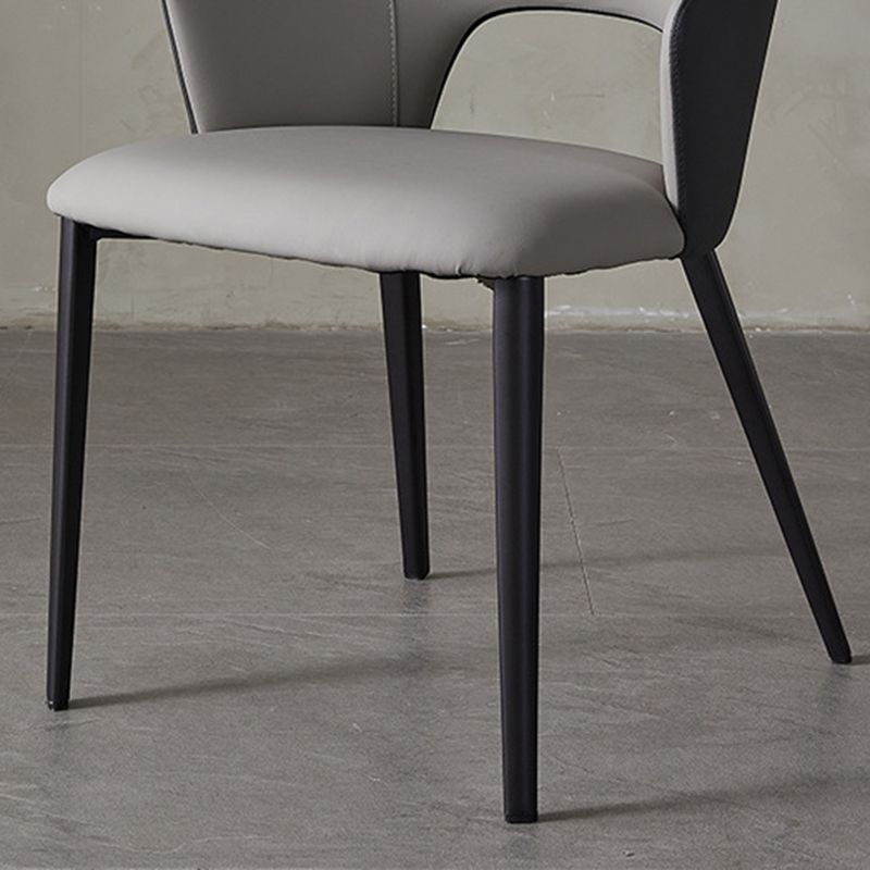 Contemporary Faux Leather Dining Chairs Black Legs Arm Chair