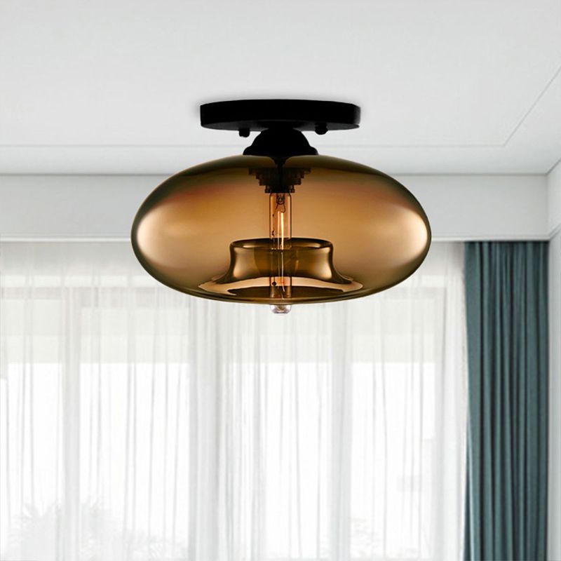 Urn Shape Ceiling Lamp Modern Simple Style Iron 1 Light Flush Mount with Glass Lampshade for Aisle