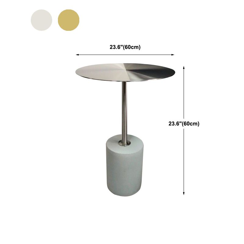 Mid-Century Modern Pedestal Metal Coffee Table Round Top Shape Cocktail Table