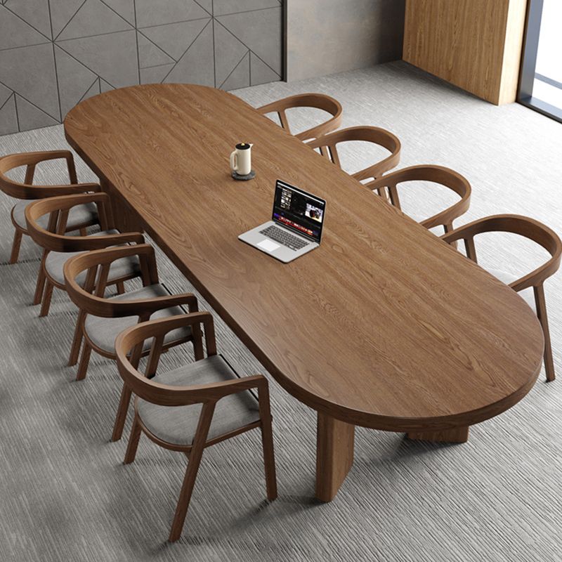 Modern Solid Wood Table for Restaurant Oval Table with 4 Legs