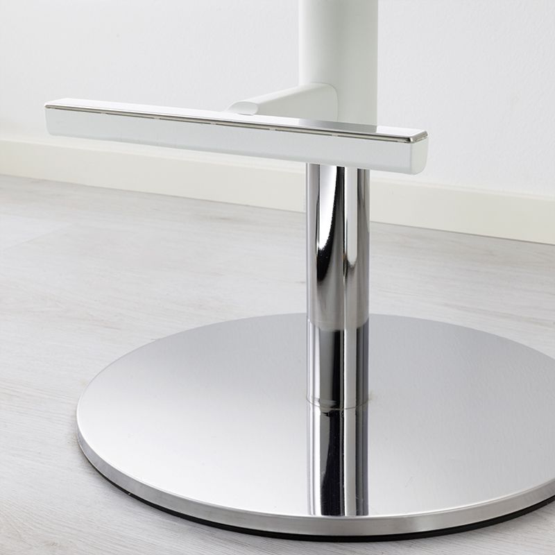 White Bar Stools Adjustable Height Swivel Dining Stools with Metal Base