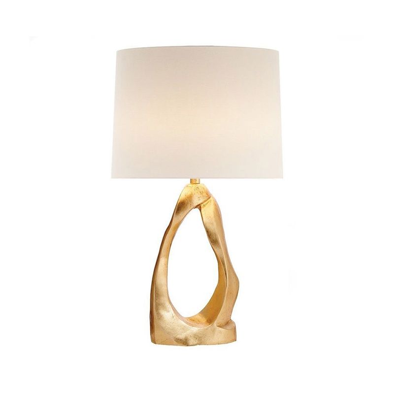 1 Bulb Living Room Desk Light Modernist White Task Lighting with Barrel Fabric Shade