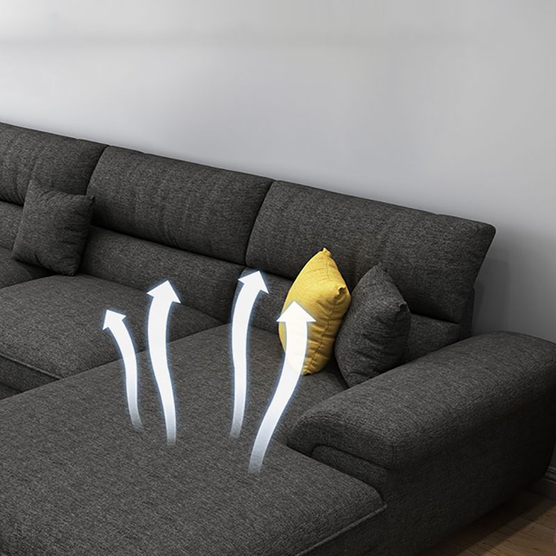 Nordic Stationary Living Room Recessed Arm Cushions Sofa Chaise