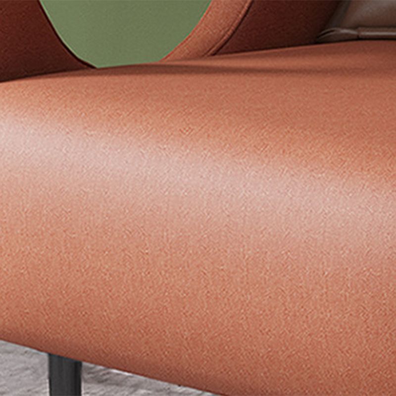 Nordic Style Bonded Leather Square Arms Pillow Back Lounge Accent Chair