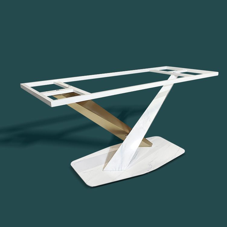 Glam Dining Sintered Stone Table Rectangle Table with Metal Legs for Home