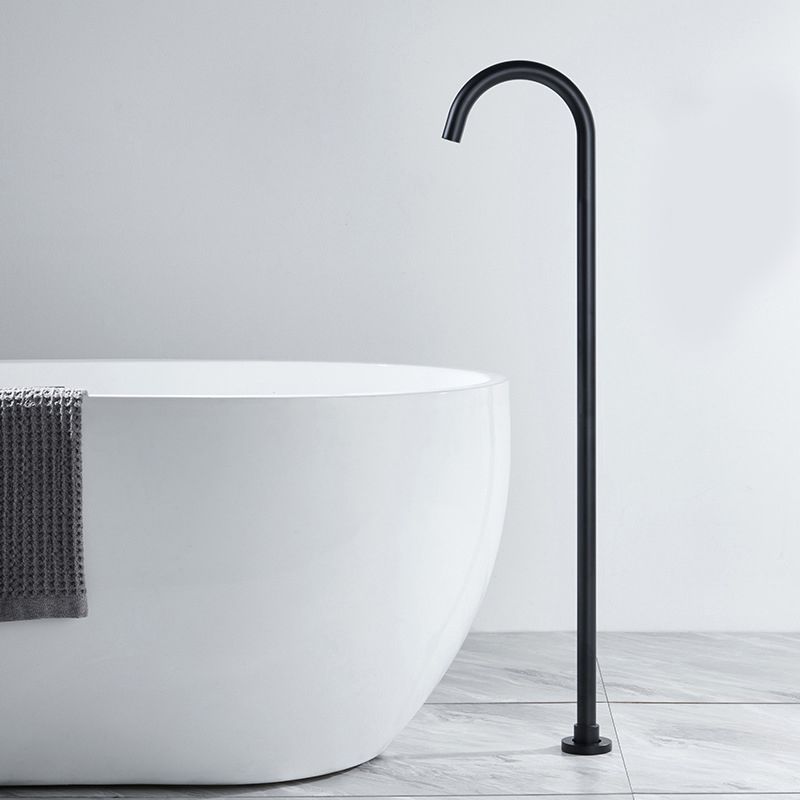 Modern Freestanding Tub Filler Copper Trim Floor Mounted Tub Filler