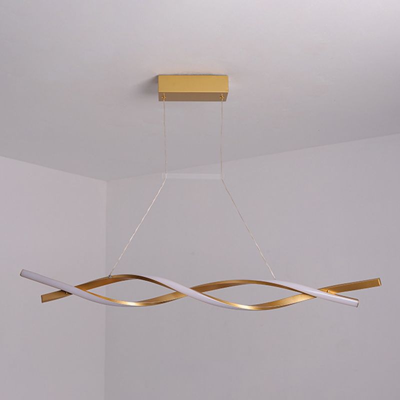 Metal Shaded Island Chandelier Light Minimalist Style LED Gold Pendant Lighting Fixture