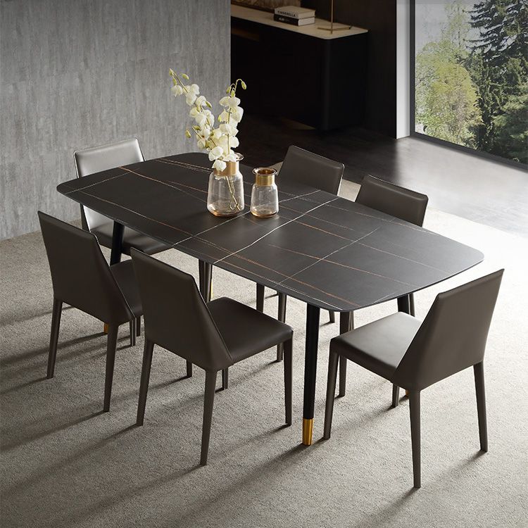Modern 1/4/5/6/7 Pieces Dining Set Sintered Stone Dining Table with Leather Chairs