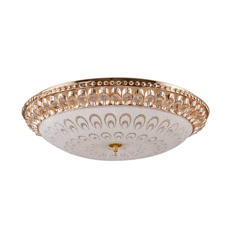 Gold Domed Flush Mount Lighting Modern Crystal Glass LED Bedroom Ceiling Flush, 16"/19.5" Width