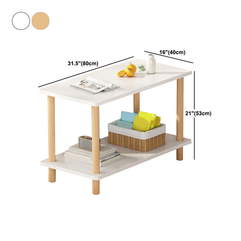 Modern Wooden 4 Legs End Table Rectangular Table with Storage