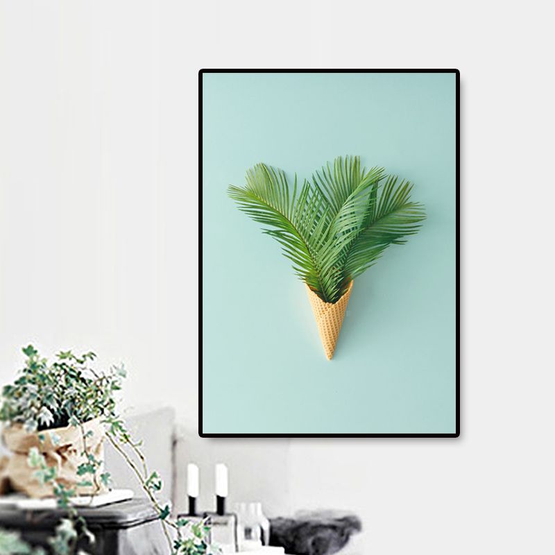 Impression d'art de bouquet de plantes, décoration murale nordique sur toile de couleur pastel, surface texturée