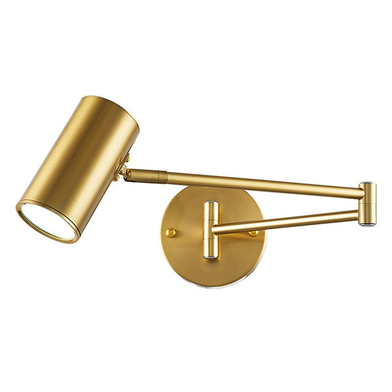 Swing Arm Metal Wall Sconce Light Nordic Cylinder Shade Sconce Light for Bedroom