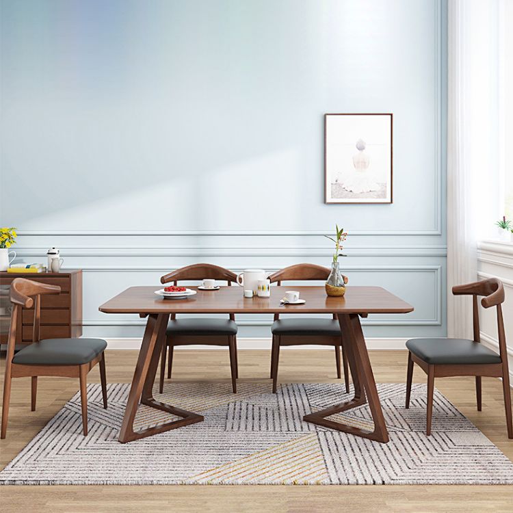 Rubberwood Solid Wood Dining Table Rectangle Table for Home Kitchen