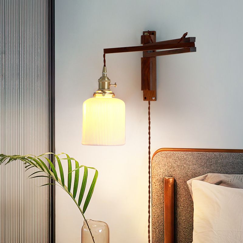 Moderner Stil Geometrischer Wandlampe Licht Holz 1 hellem Wandmontagleuchte in Weiß