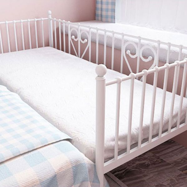 Metal Fixed Side Crib in White Mattress Included Crib with Guardrails