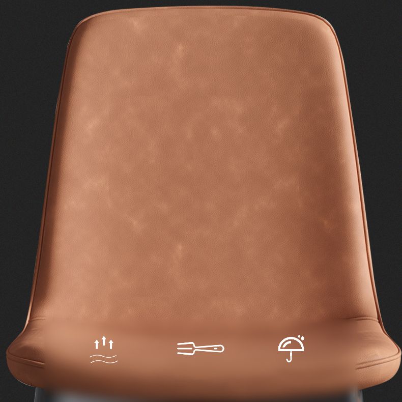 Industrial Metal Dining Room Chair PU Leather Armless Chairs for Home Use (Set of 4)