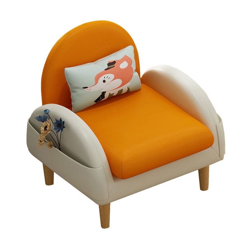 Faux Leather Arm Chair Pillow Back Accent Chair, 23.62" W √ó 25.59" L √ó 25.59" H