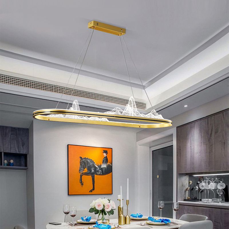 Contemporary Oval Island Lighting Metal 1 Light Island Light Fixture for Kitchen