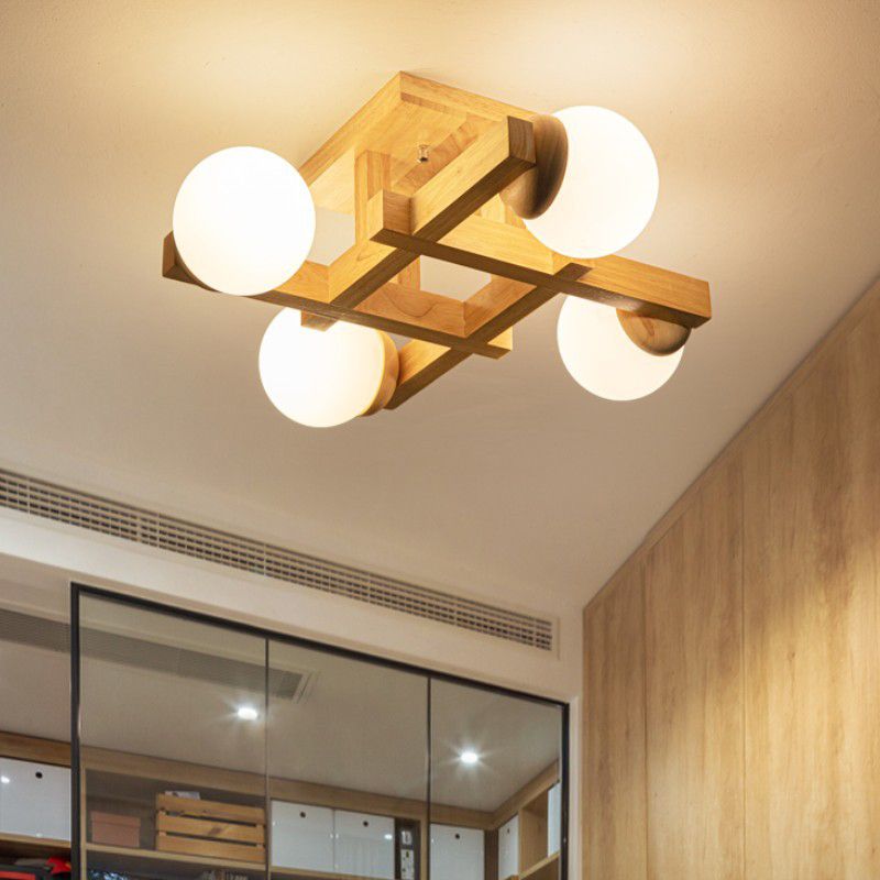 Flush Mount Ceiling Light Modern Wood Fixture Flush Mount Lamp for Living Room