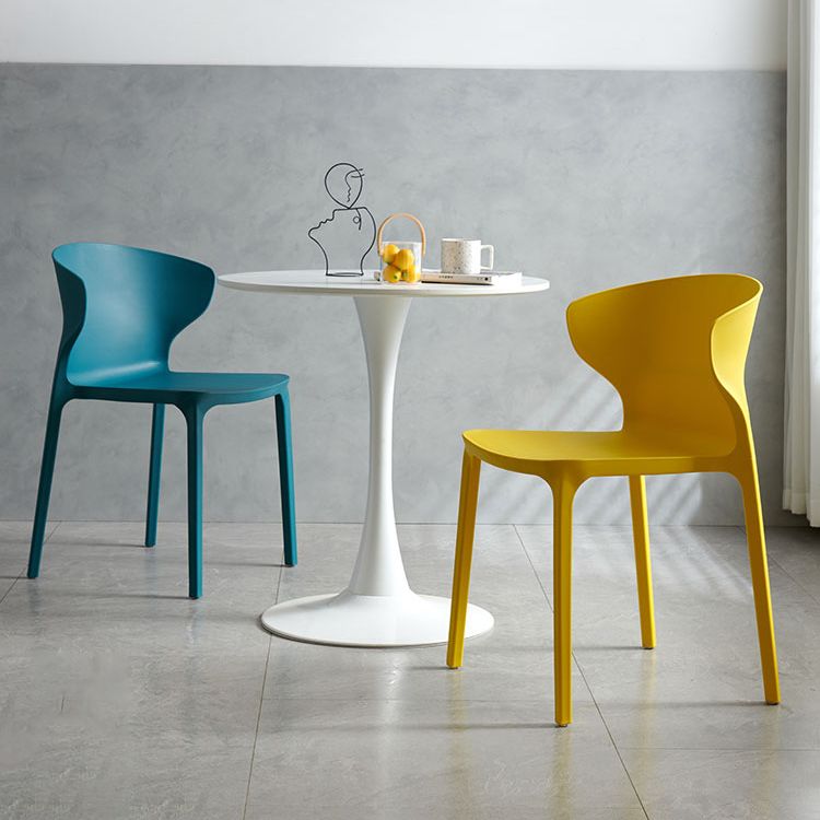 Scandinavian Style Plastic Dining Armless Chair Solid Back Side Chairs for Home Use