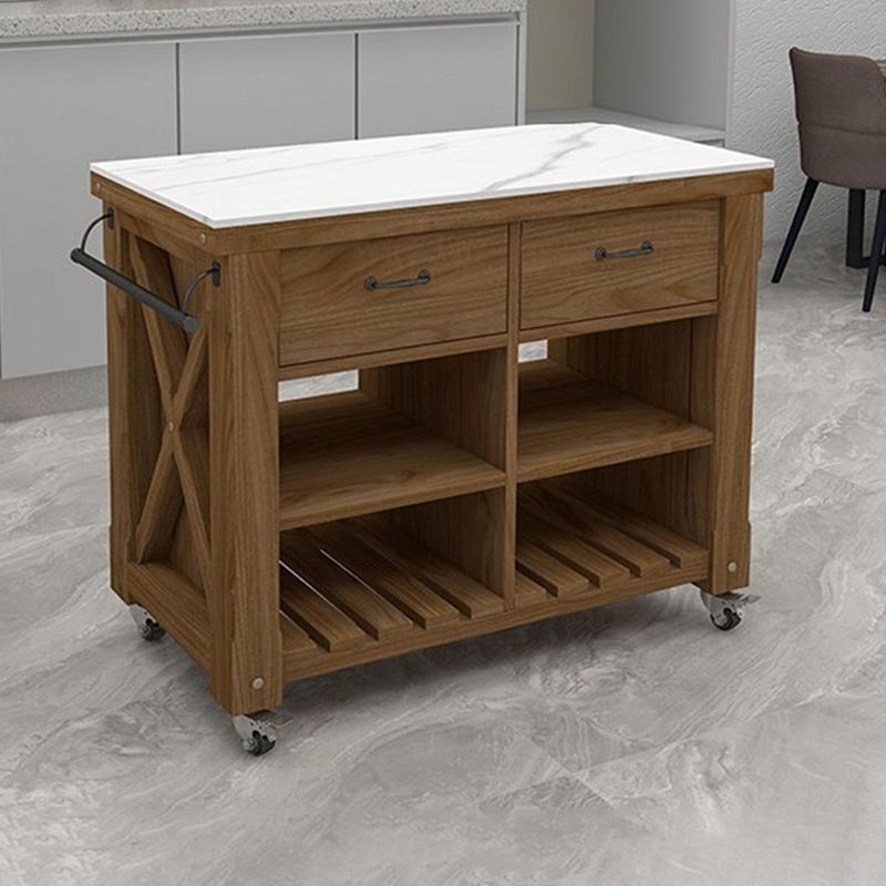 31.49" High Rolling Modern Kitchen Trolley Wooden Kitchen Trolley for Dining Room