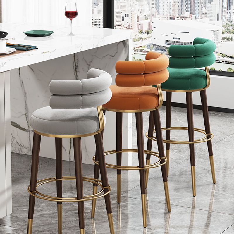 Glam Velvet Upholstered Bar Stool Indoor Low Back Armless Stool