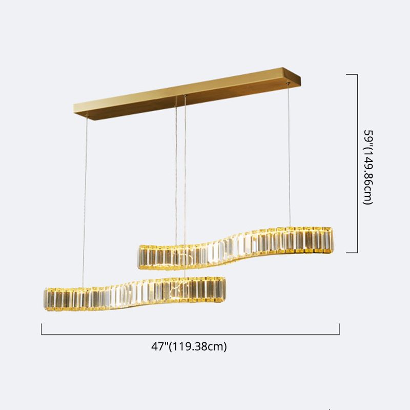 Modern Island Lighting Linear Crystal LED Pendant Lights for Dining Room