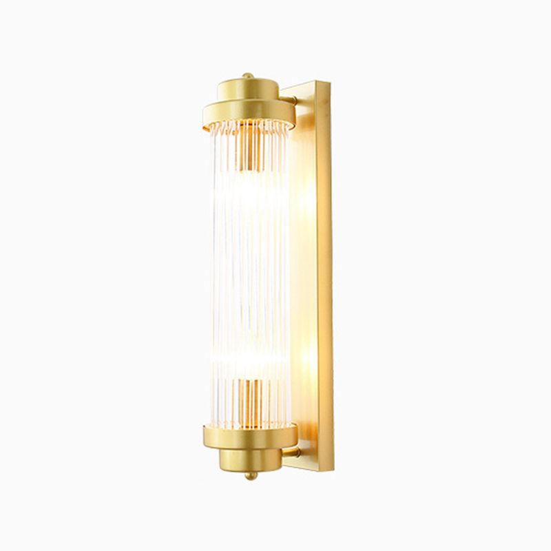 Postmodern Glass Wall Light Cylinder Gold 20" High Wall Sconce for Living Room