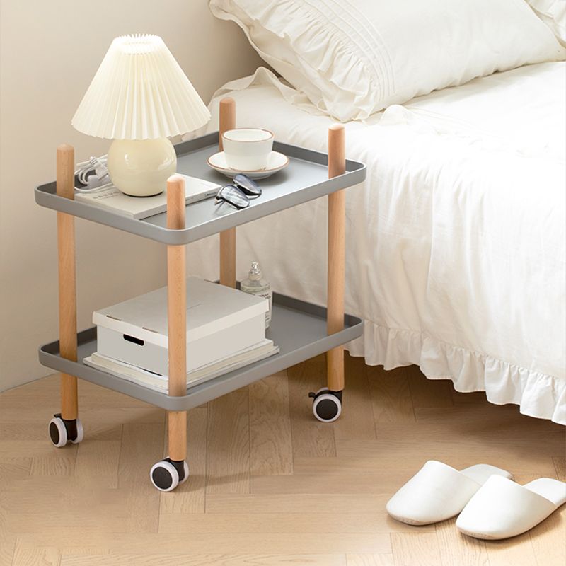 Modern 4 Legs End Table 2-Tier Wooden Accent Side Table for Living Room