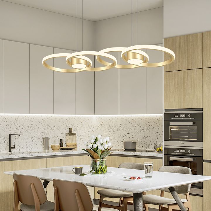 Linear Metal LED Island Light Fixture New Modern Ceiling Pendant Light for Dining Room
