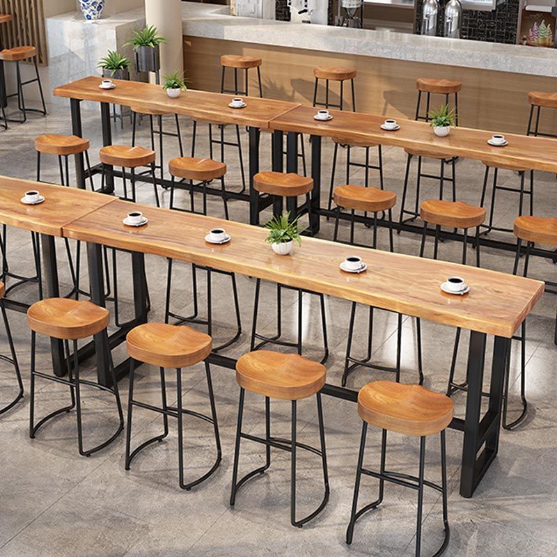 Modern 1/9 Pieces Bar Table Set Rectangle Wood Counter Table with Stools for Balcony