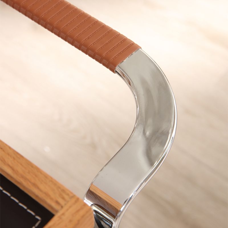 Modern Sofa Side Accent Table in Steel and Solid Wood with Shelf