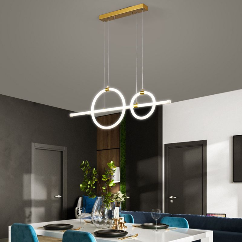 Geometric Island Lights Modern Pendant Chandelier Metal 3 Light Island Lamp in White for Dining Room