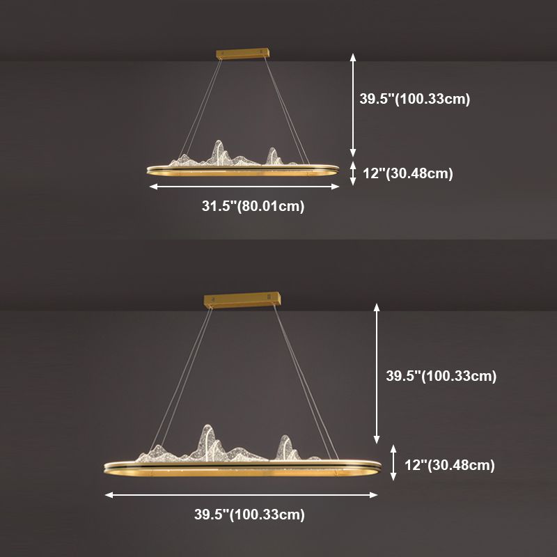 Modern Lighting Chandelier 1 Light Island Lighting Ideas Metal Island Ceiling Light in Gold