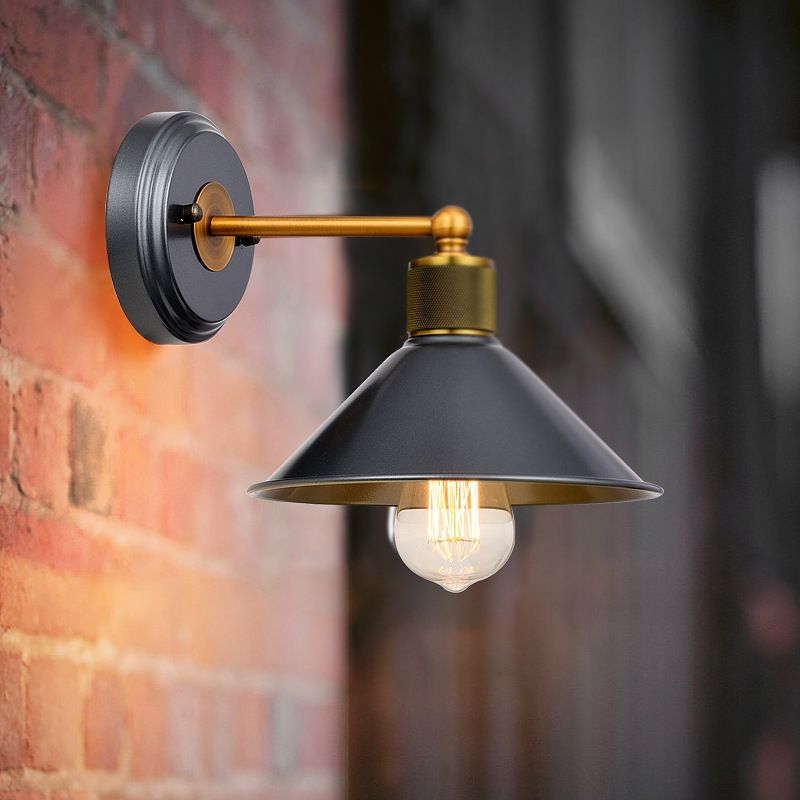 Industrial Style Cone Shape Wall Sconce Metal 1 Light Sconces in Grey for Balcony