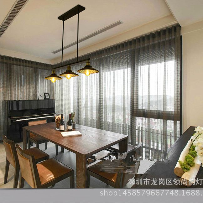 3 Lights Metal Island Pendant Lighting Industrial Black Cone Shade Island Lamps for Restaurant