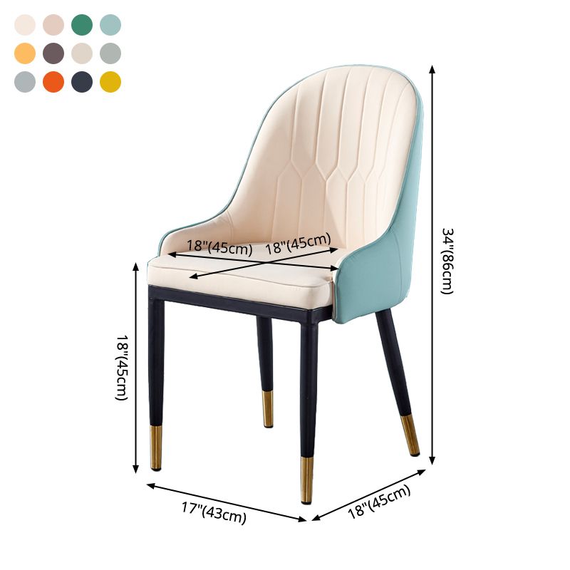 Sillas de comedor de metal Glam, sillones tapizados de piel sintética de tela