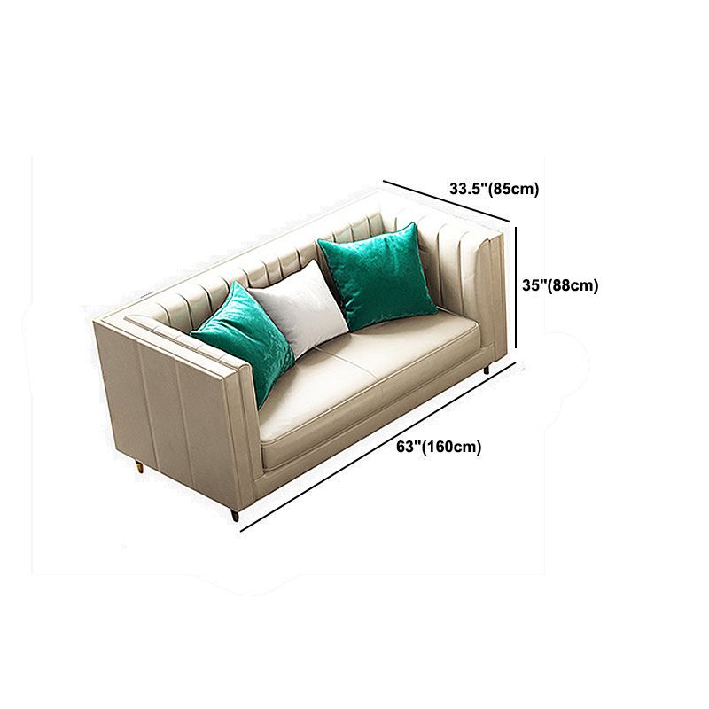 Genuine Leather Tuxedo Arm Sofa Contemporary Tight Back Standard Sofa