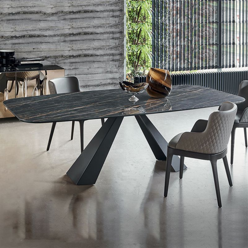 Modern Rectangle Sintered Stone Table Set 1/4 Pieces Dining Set
