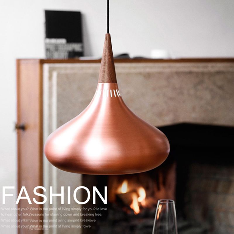 Schlafzimmer Anhänger Leuchte moderne Kupfer hängende Lichtkit mit Tränen Metallschatten