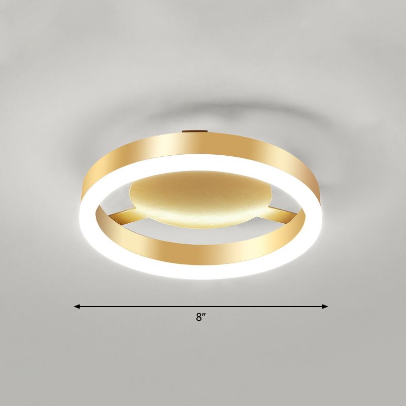 Aluminum Frame LED Ceiling Mount Light Minimalist Gold Finish Flushmount for Corridor