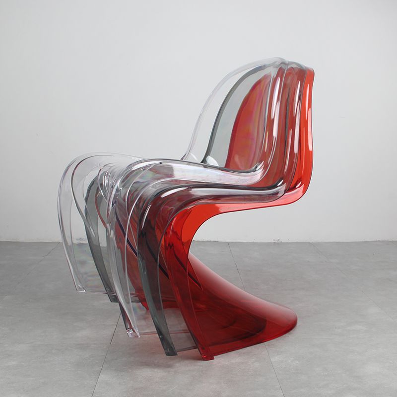 Contemporary Style Plastic Dining Armless Chair Curved Dining Solid Chair (Set of 4)