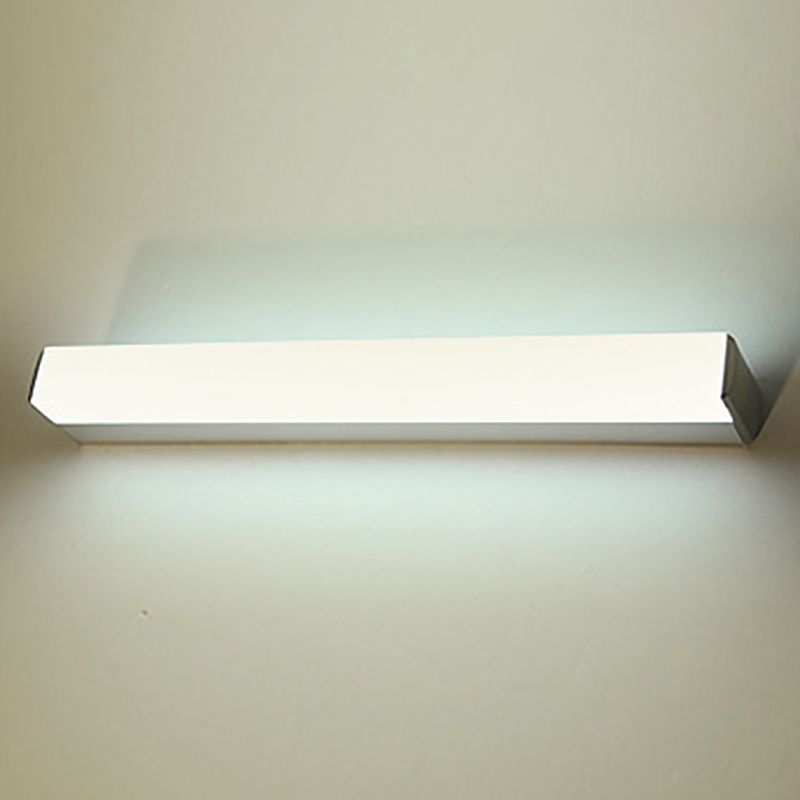 Modern Style Strip Wall Light 1 Light LED Mirror Light in Silver for Toilet