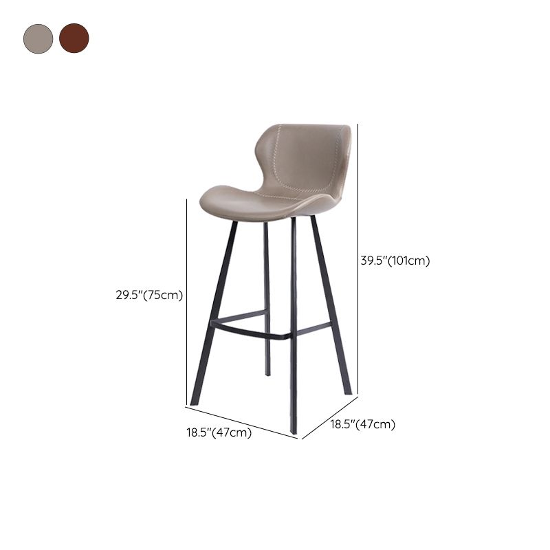 Modern Leather Bar Stool Low Back Footrest Counter Stool for Bristol