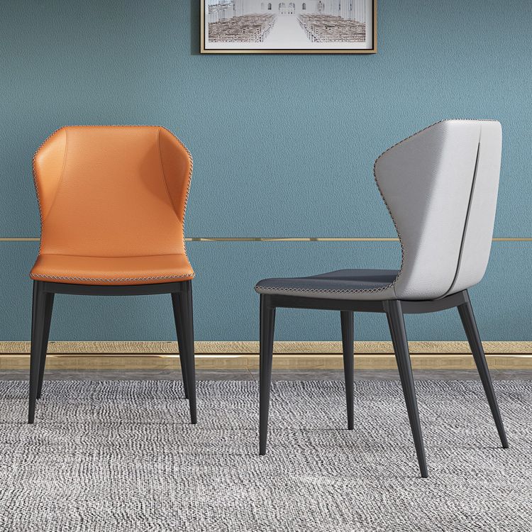 Silla de comedor moderna de piel sintética, sillas de comedor de metal para uso doméstico
