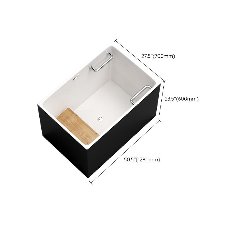 Modern Rectangle White Acrylic Bathtub Back to Wall with Drain Bath Tub and Overflow Hole