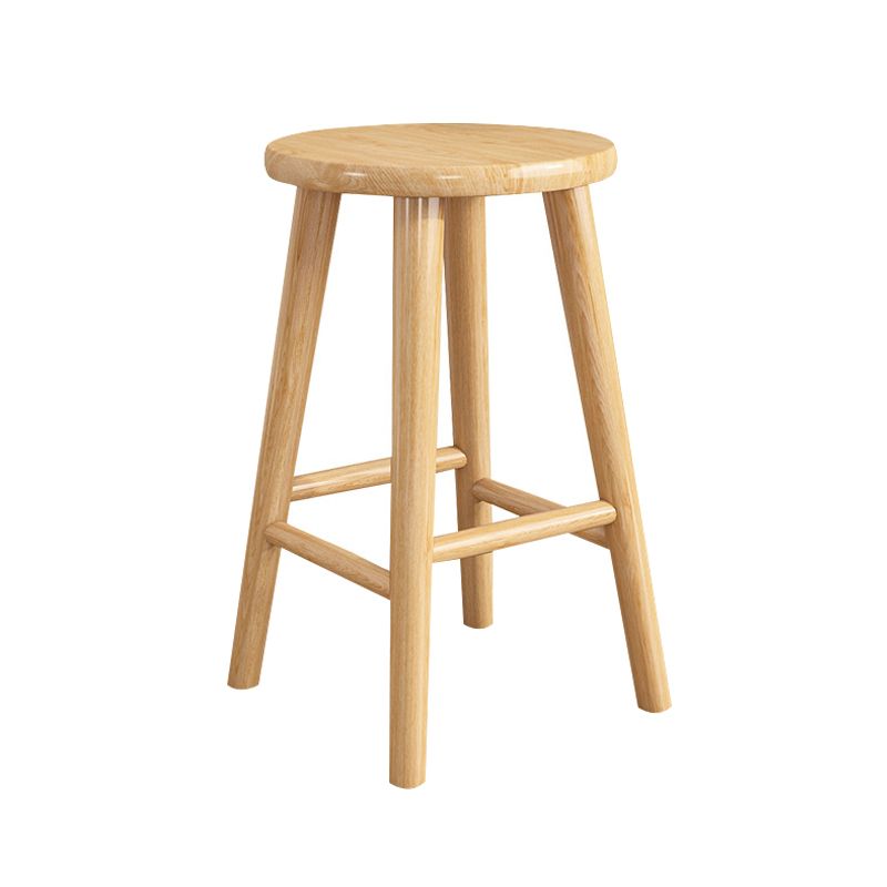 Contemporary Backless Rubberwood Stool Natural Footrest Barstool