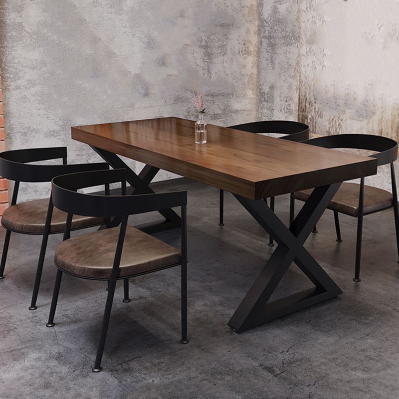 Industrial 1/4/5 Pieces Dining Set Rectangle Pine Wood Dining Table for Dining Room Cafe